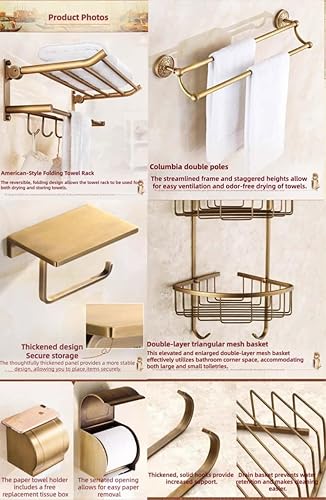 Miniatura 4 de High-End Retro Copper Bathroom Hardware Set  American and European Style Towel Rack Combination Various Designs Available,Set 5b