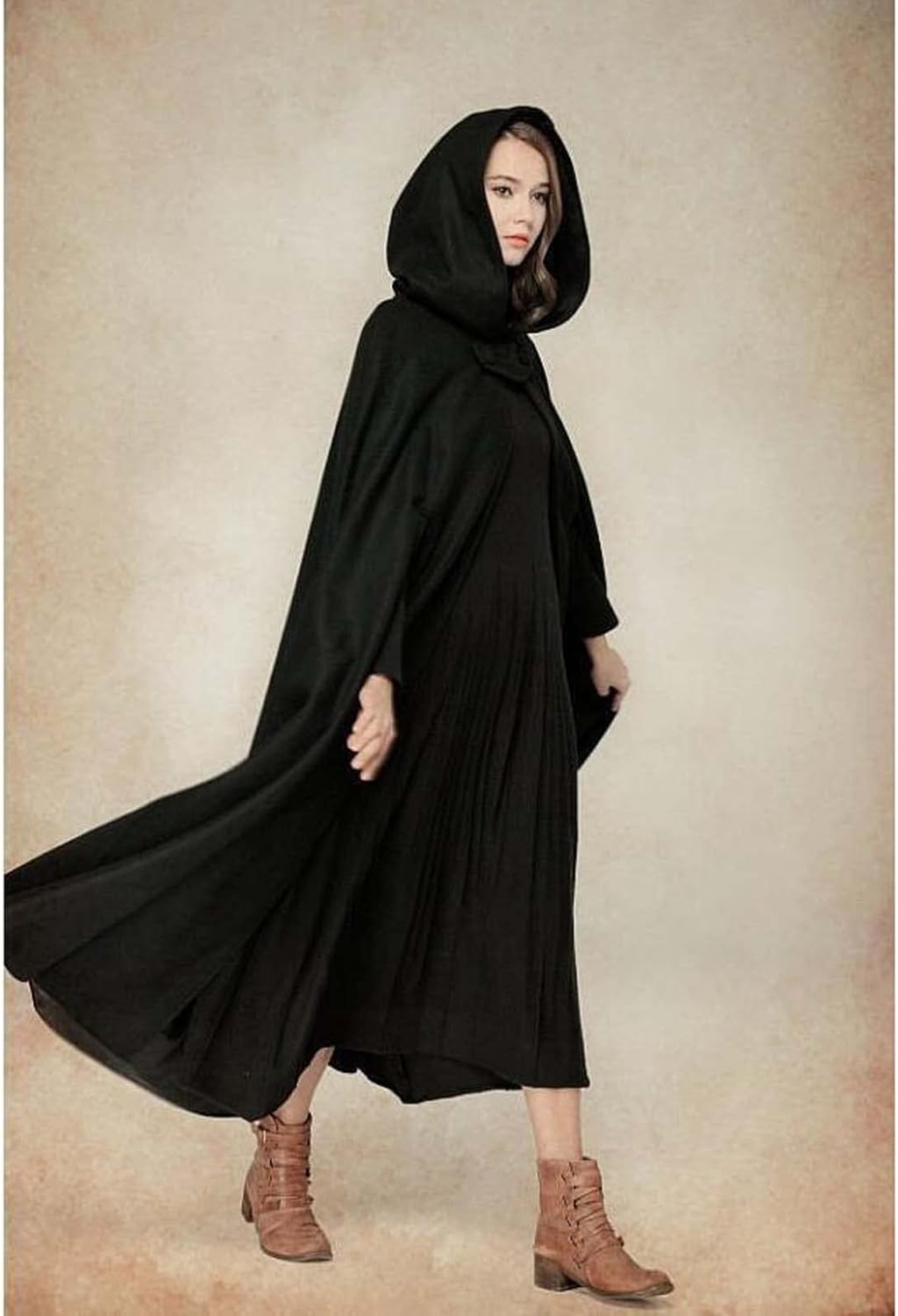 MLAFE Gothic Women's Winter Cloak with Hood - Extended Trench Coat in Harajuku Style - Image 2