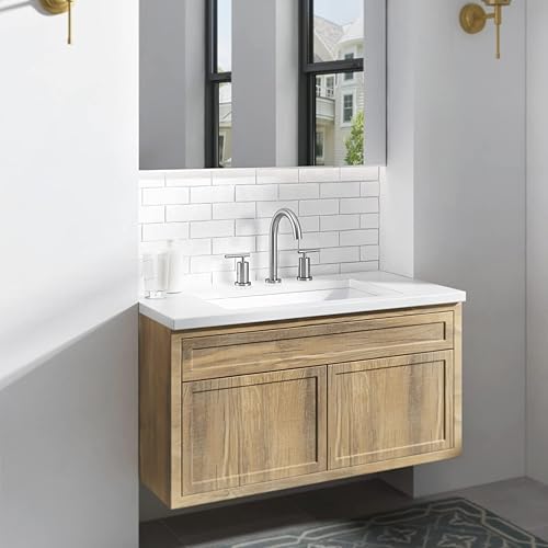 Miniatura 8 de PARLOS Grifo de lavabo de baño de 2 manijas de 8 pulgadas, 3 agujeros con líneas de suministro de grifo cUPC, níquel cepillado, 1.2 GPM, 1437402PD