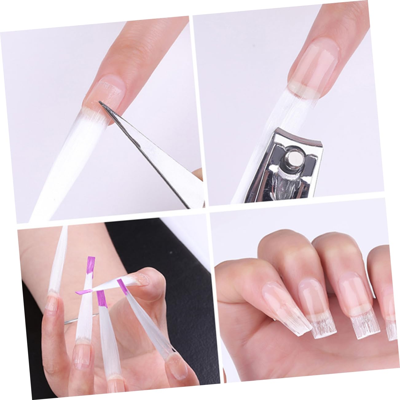 Vaguelly 100pcs Fiberglass Nail Tips for Nail Extension Fiber Manicure for Home Salon Use Easy Application Adhesion