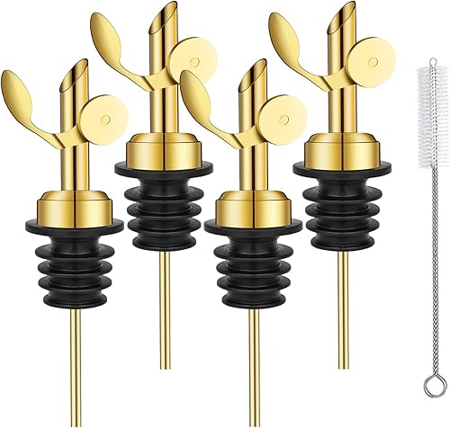 Miniatura 8 de WAFJAMF 2 vertedores de botellas de acero inoxidable con peso, boquilla dispensadora de aceite de oliva de cierre automático, boquilla de licor con