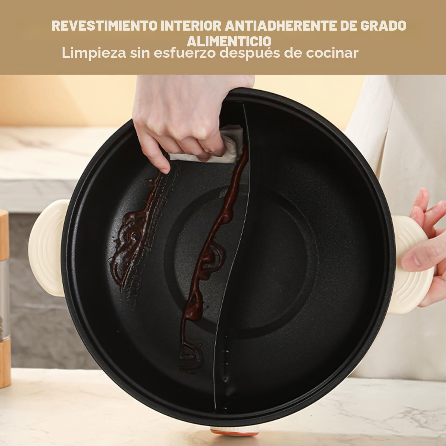 Hot Pot eléctrico 3,5 l, olla eléctrica con divisor 1000 W, tres ajustes de potencia, antiadherente multifuncional, olla rápida para asar, ramen, fondue