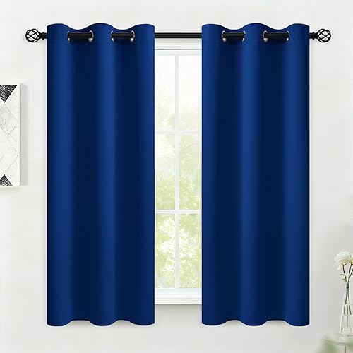 Miniatura 126 de COSVIYA Cortinas 100% opacas para dormitorio con forro negro, bloqueo de luz completa, aislamiento térmico y ojales, tratamiento de ventana de 54