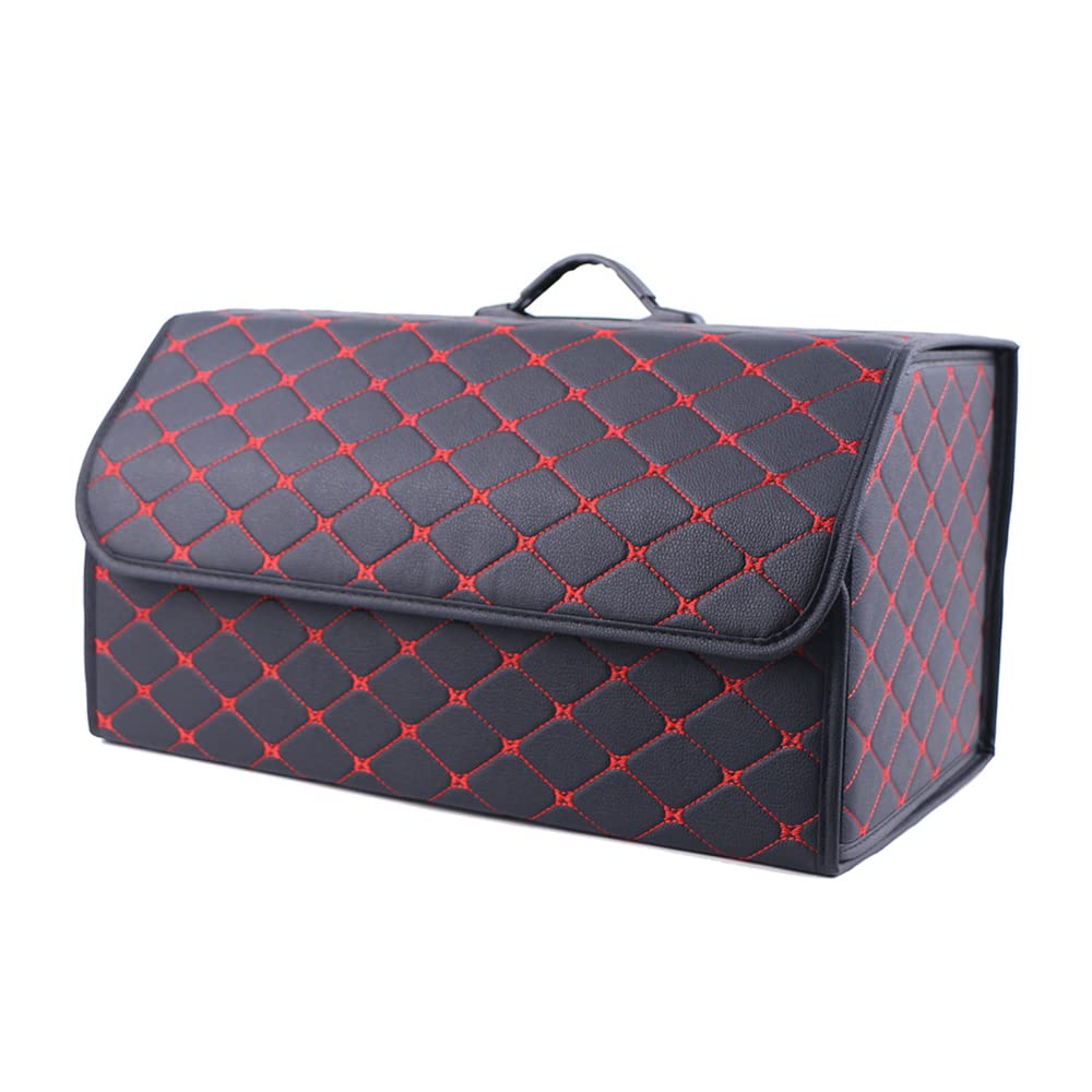 Coche Bolsas para Maletero del Organizadores De Baúles para Seat Alhambra Arosa Exeo Toledo Altea Cordoba Plegable Bolsas para Maletero del Coche Accesorios para Coche, Black Red XL