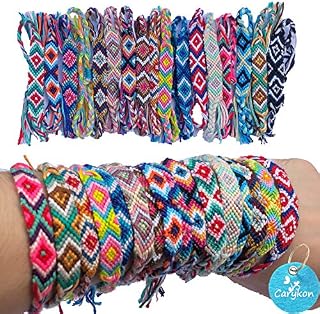 Carykon 12 PCS Nepal Woven Friendship Bracelets with a Sliding Knot Closure