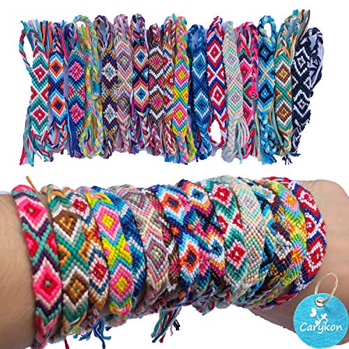 Carykon 12 PCS Nepal Woven Friendship Bracelets with a Sliding Knot Closure