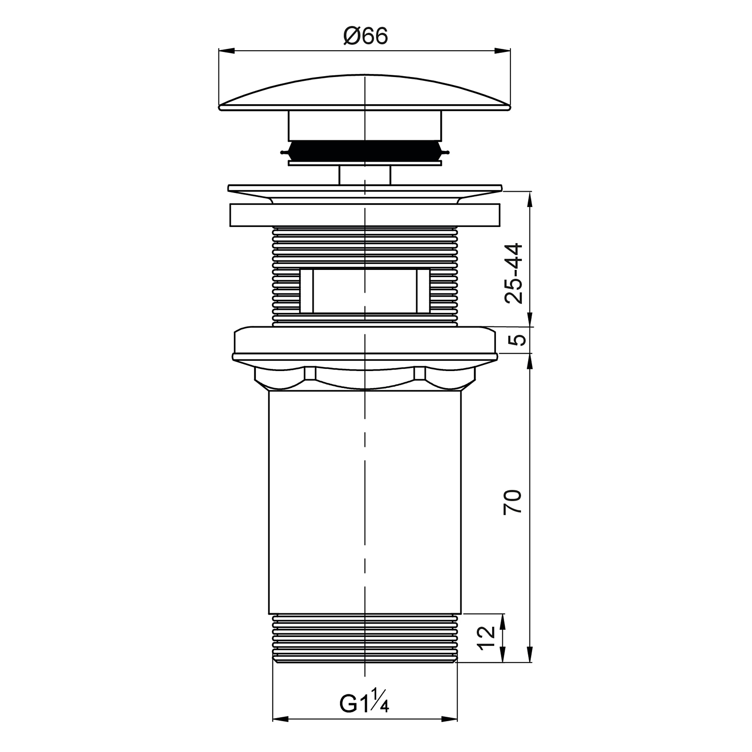 Wirquin 30723390 Bonde de lavabo design en laiton Quick Clac avec trop plein et corps de bonde long, chromé