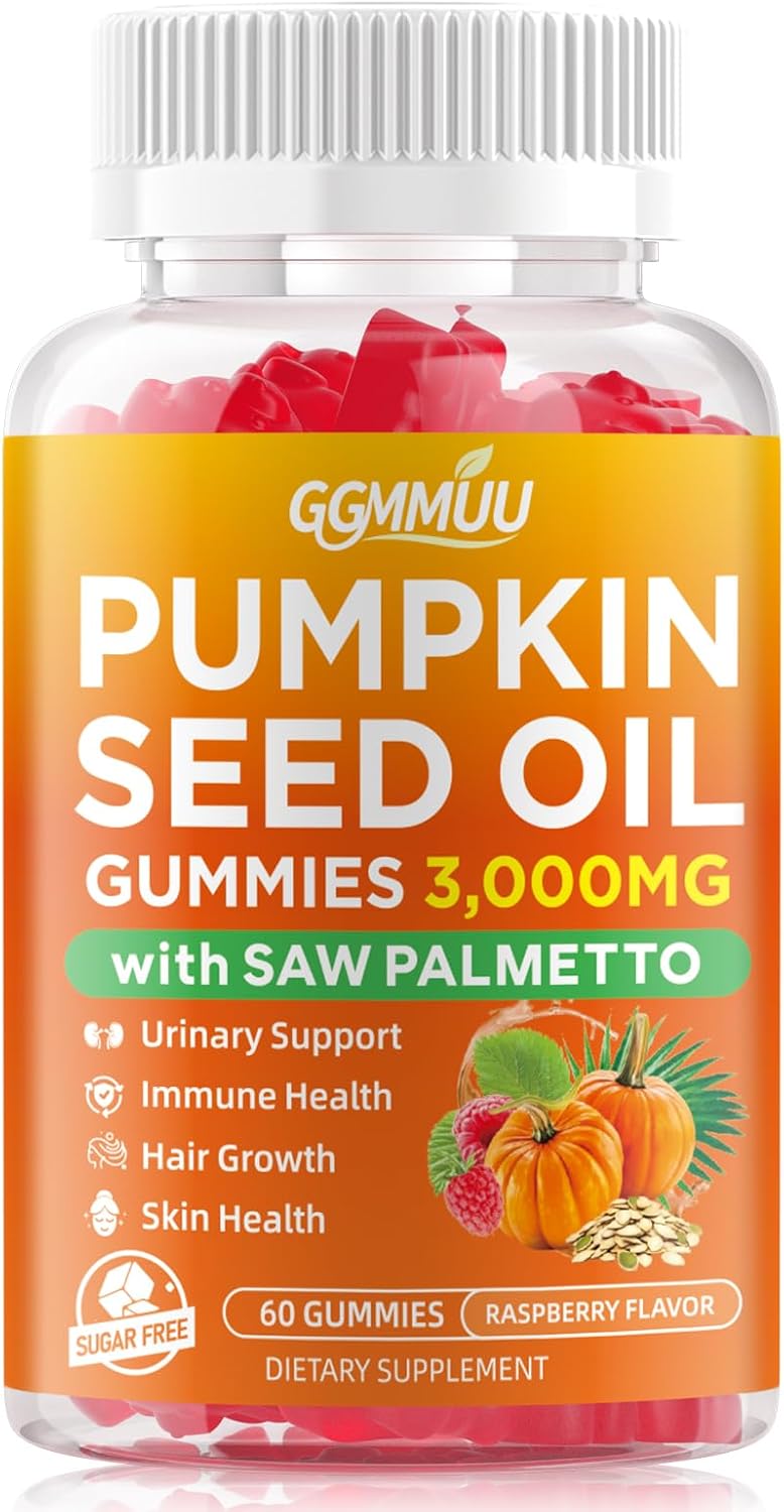 Pumpkin Seed Oil Gummies with Saw Palmetto, 3000mg Per Serving Pumpkin Seed Oil Supplement for Hair Growth, Skin Health, High Pure Extract for Women & Men, Vegan, Raspberry Flavor, 60 Count - Image 8