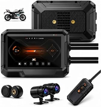 Glr T10 Motosiklet Kamera Kay t Cihaz  - Kablosuz CarPlay & Android Auto, Dual Kamera, GPS ve TPMS Deste i