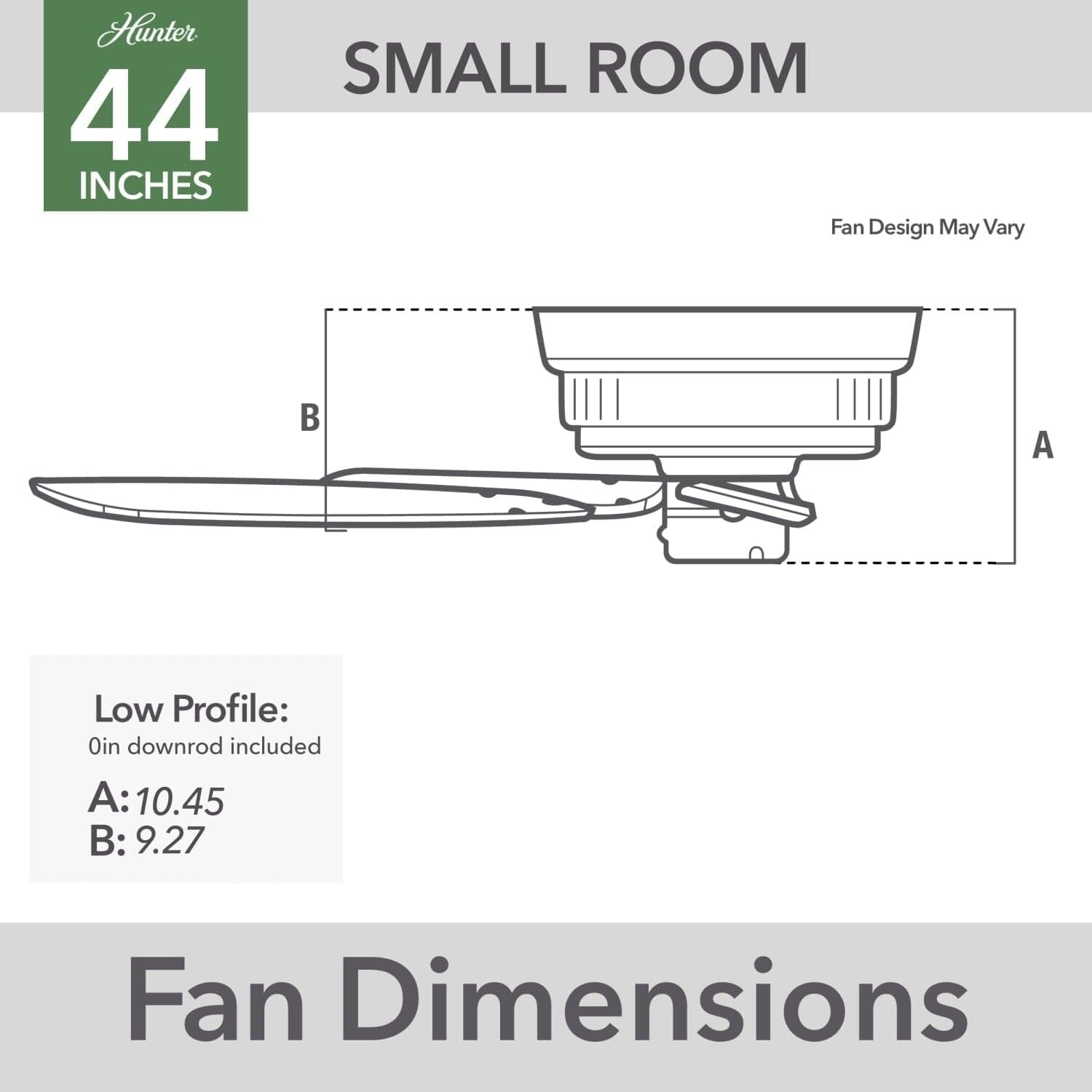 Hunter Fan 44 inch Low Profile Matte Black Outdoor Ceiling Fan with 5 Blades and Pull Chain (Renewed)