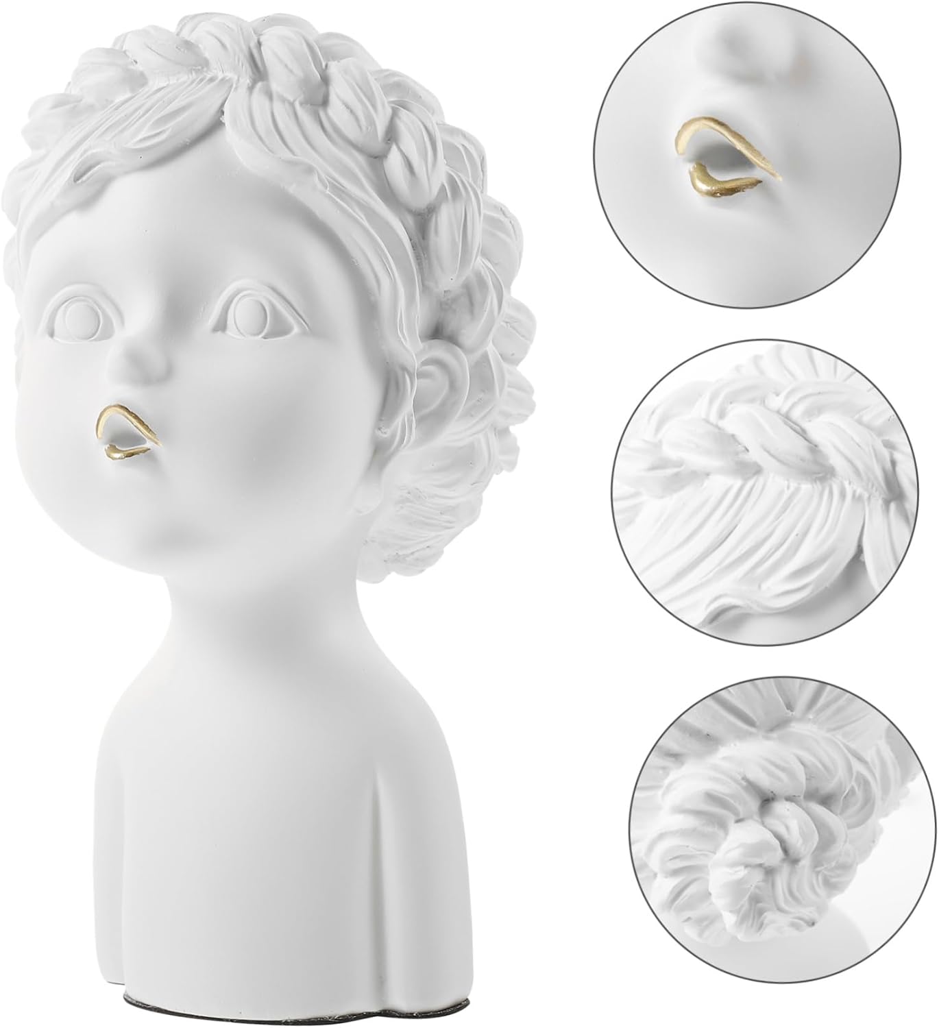 Girl Model Bust Ornament Resin Girl Decor for Desk Garden Unique Home Decorati