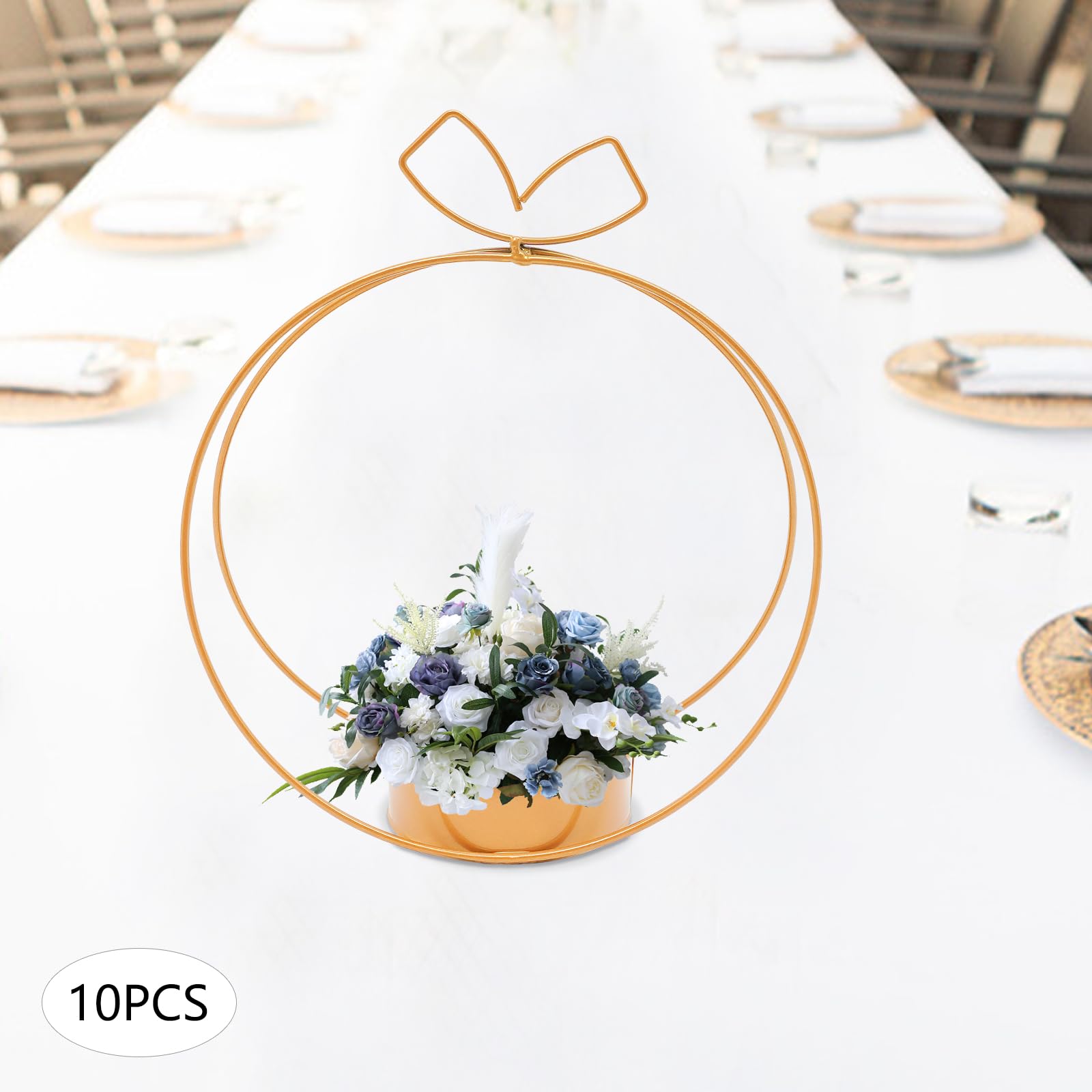 Vasi dorati per centrotavola per matrimoni, 10 pezzi, rotondi, in metallo, eleganti per tavoli, vasi, decorazioni per matrimoni, feste, centrotavola, decorazioni per la tavola (piccoli)