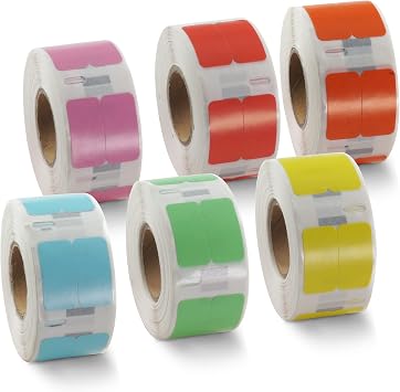 BETCKEY - 6 Rolls 6 Mixed Colours Multi-Purpose Labels Small Compatible with DYMO 11353S0722530 13 mm x 25 mm 6000 Coloured Labels for LabelWriter 450 4XL Not Suitable for 550 or 5XL