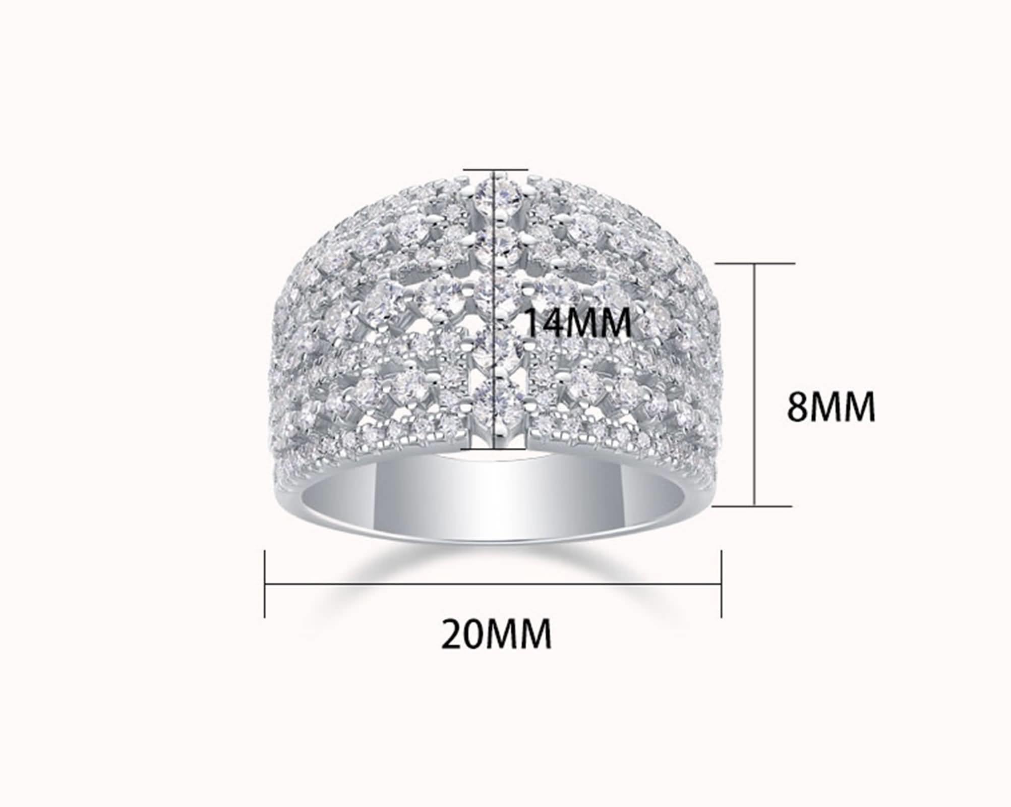 Moissanite pierścionki zaręczynowe z prawdziwego złota, szerokie, z białego złota