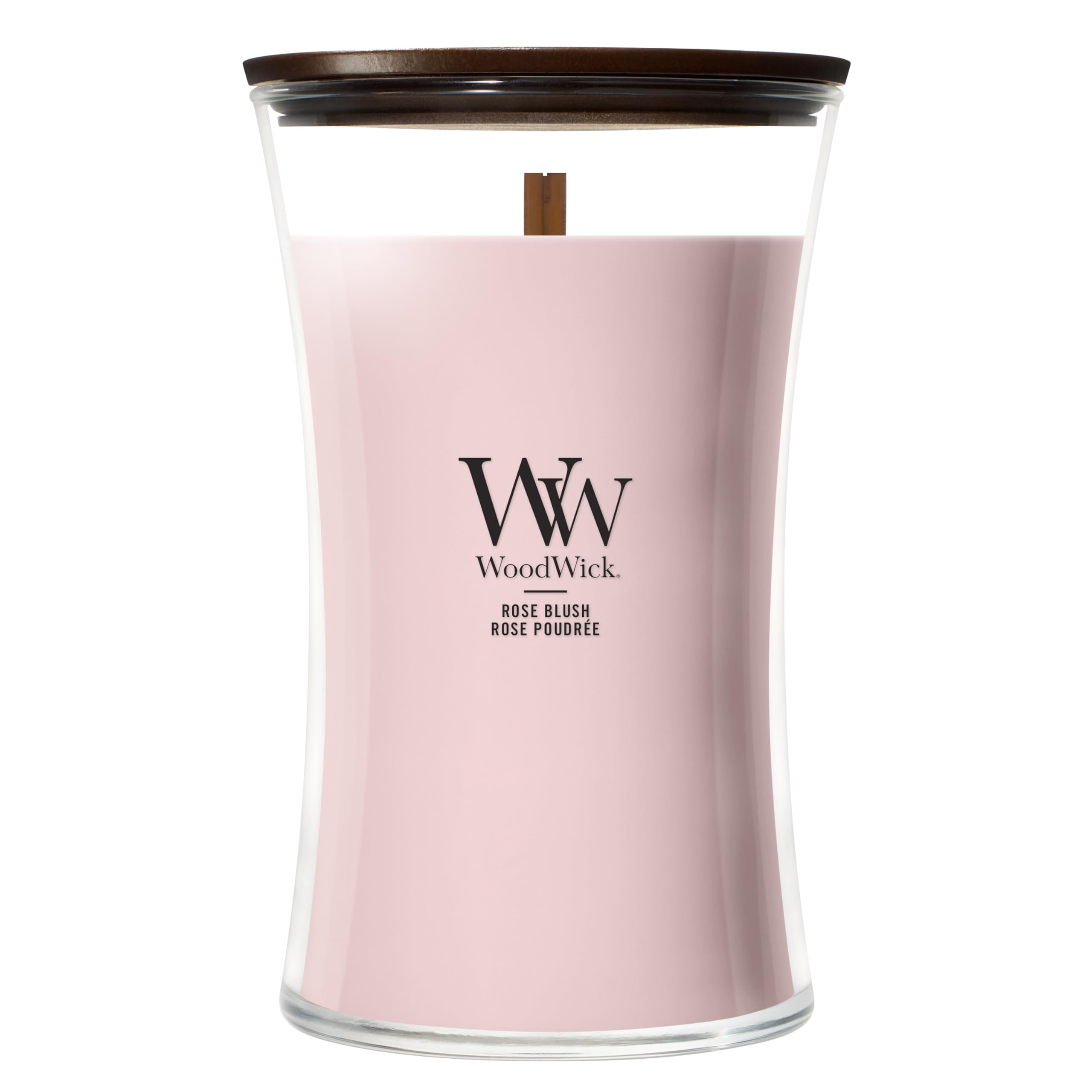 WoodWick Candela profumata | Candela a clessidra grande | Rose Blush | Regali perfetti per donne