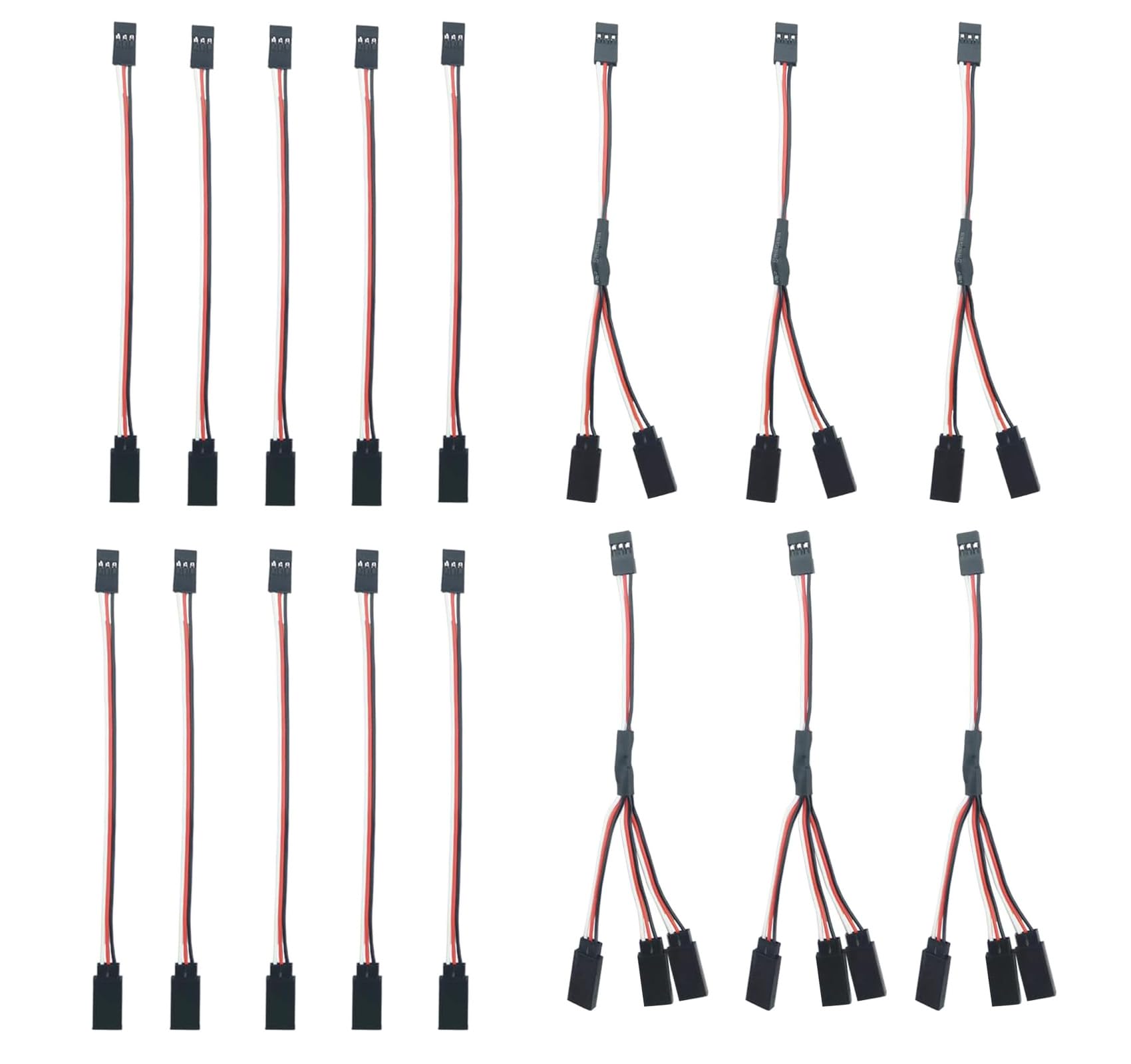 HUAZIZ 24 Piezas Cable Extensor Para Servo RC – 4 Longitudes (10, 15, 30, 50 Cm), Conectores JR Macho-Hembra, 22 AWG
