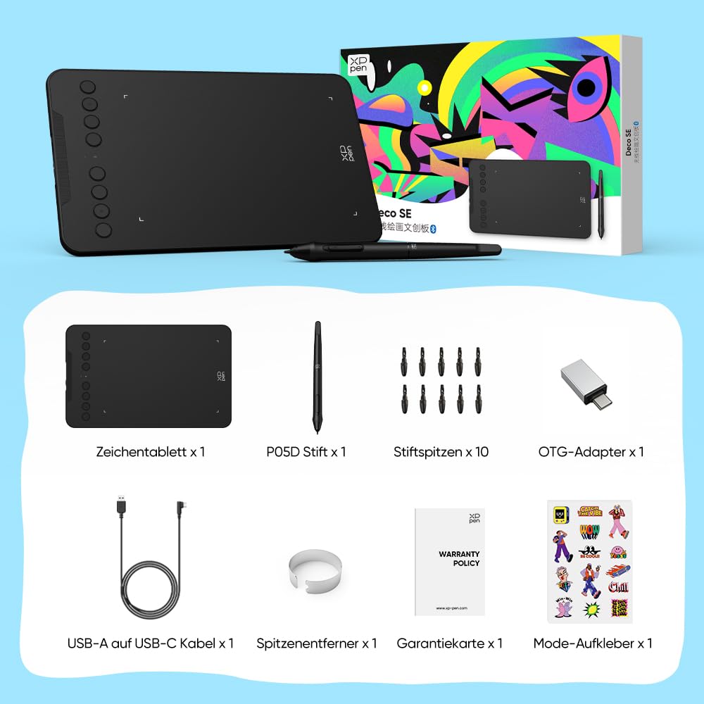 XPPen Deco mini7W V2 Grafiktablett 7x4,37 Zoll, mit Batterielos Stift 16384 Druckstufen, 5080LPI, 200RPS, 8 Tasten, Bluetooth-5.0, Kompatibel mit Windows, macOS, Android, ChromeOS und Linux