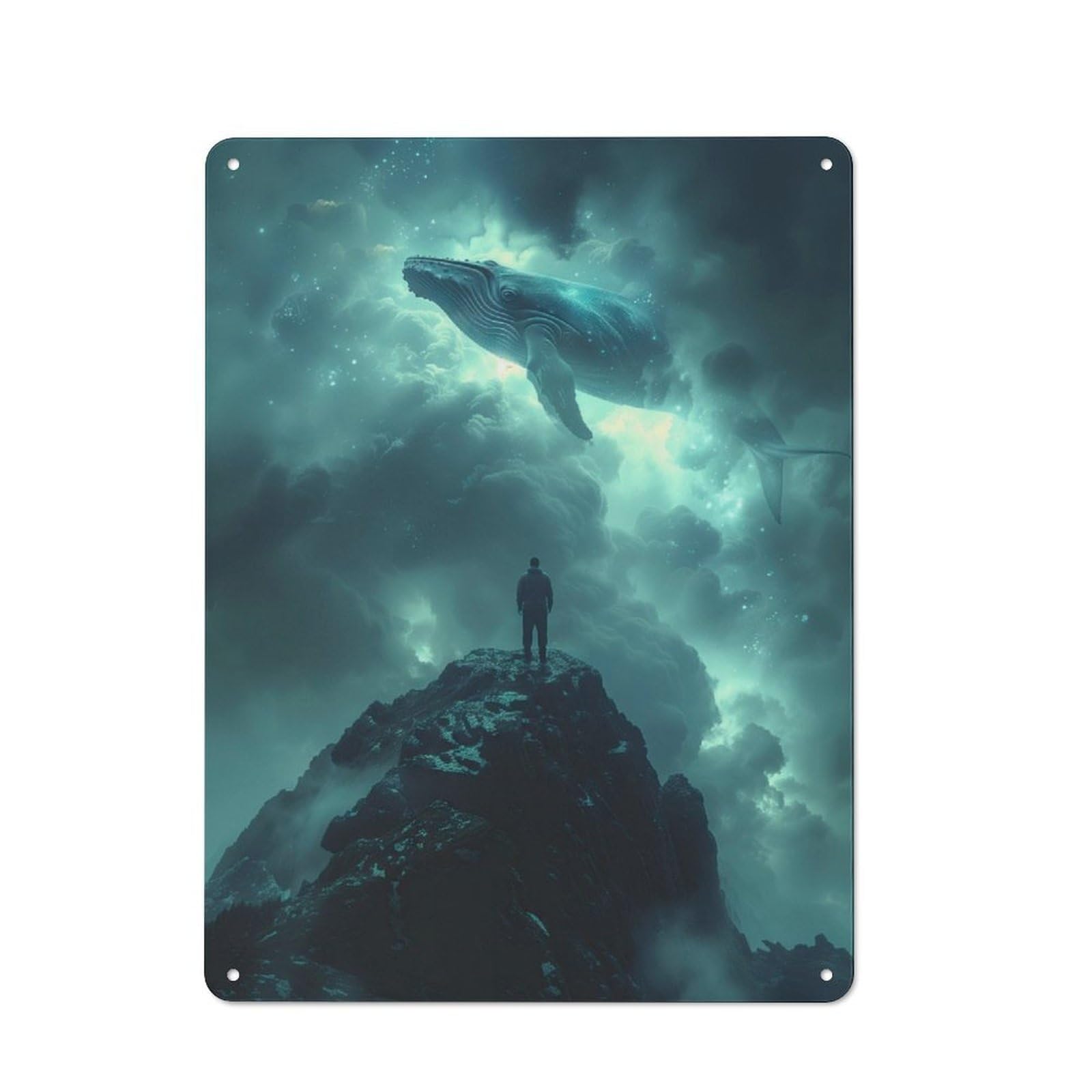 Junmoney Cosmic Whale Fantasy Rustic Tin Sign 40X30cm Featuring For Garage Or Workshop, For Updating Garage And Workshop After Moving