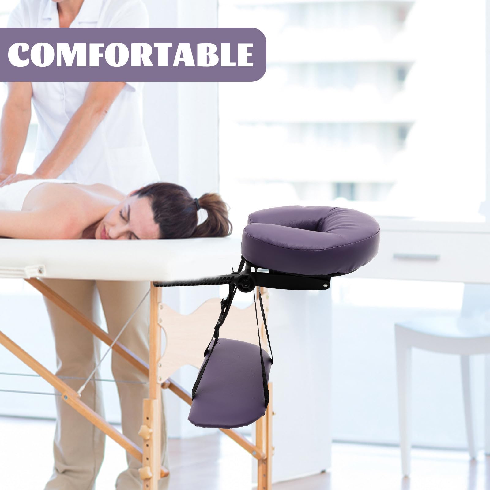 Cuscino Traspirante e Massaggio Lettino per a U Poggiatesta Ergonomico Forma di Pu Porpora Delicato sulla Pelle per Spa e Lettini da Bellezza