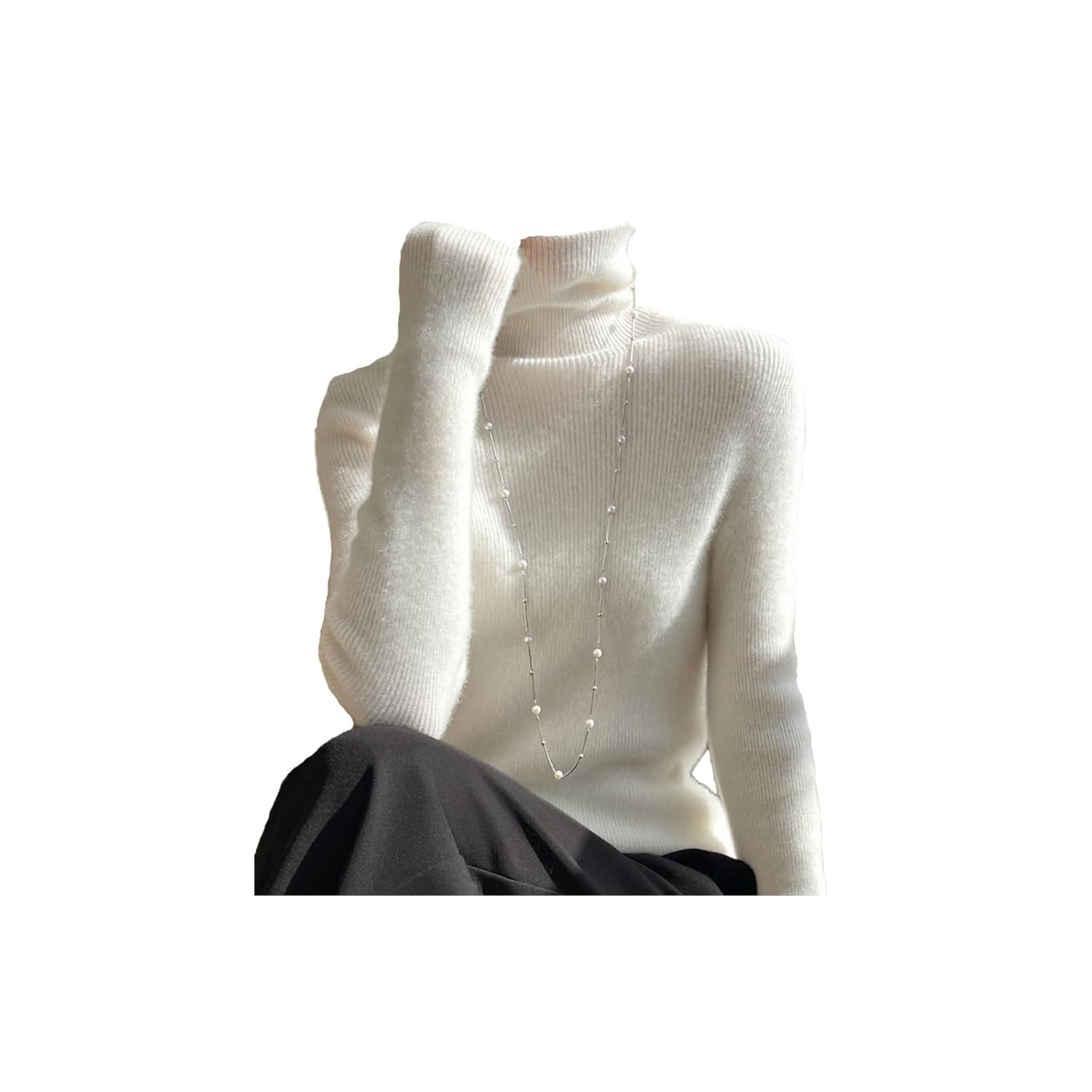 Womens Turtleneck Sweater Solid Color Long Sleeve Soft Knitted Casual Fall Winter Pullover Tops Bottoming Shirt