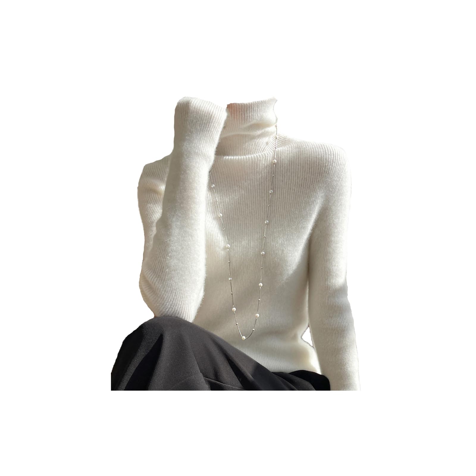 Womens Turtleneck Sweater Solid Color Long Sleeve Soft Knitted Casual Fall Winter Pullover Tops Bottoming Shirt