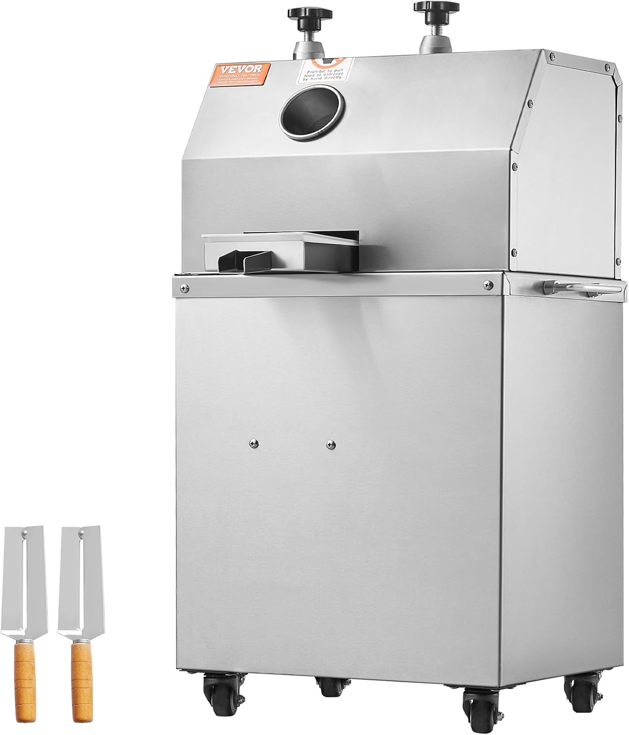 VEVOR Electric Sugar Cane Juicer, 750W Sugarcane Juicer Machine with 661LBS/H High Output, 3 Stainless Steel Rollers, 2.4″ Large Inlet, Sugarcane Juice Extractor Squeezer on Wheels for Home/Commercial