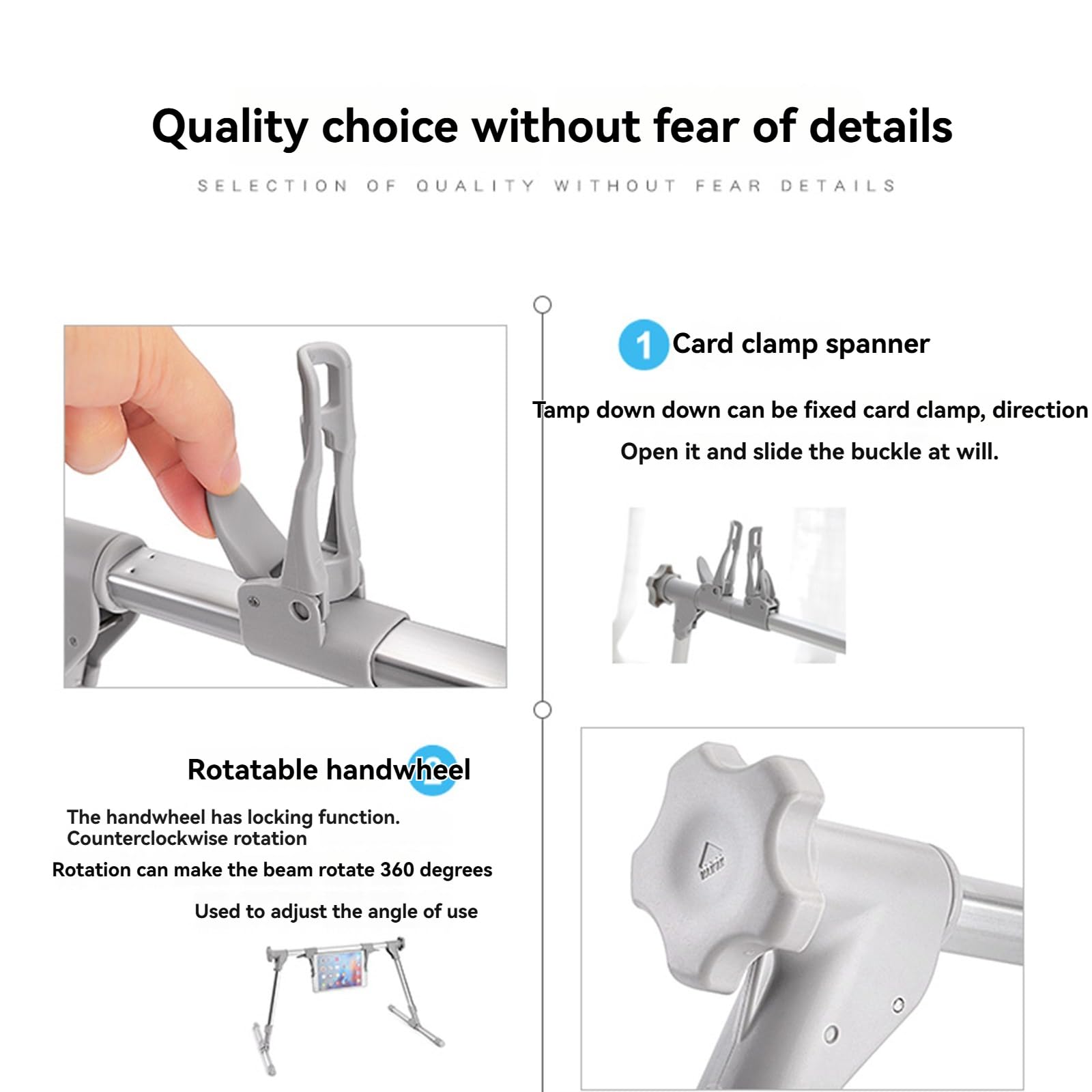 Soporte giratorio de 360° para iPad/tabletas/teléfonos de 0 a 12.9 pulgadas, altura ajustable (13.7-17.7 pulgadas) y soporte de aluminio plegable para cama, sofá, suelo, escritorio, leer, ver