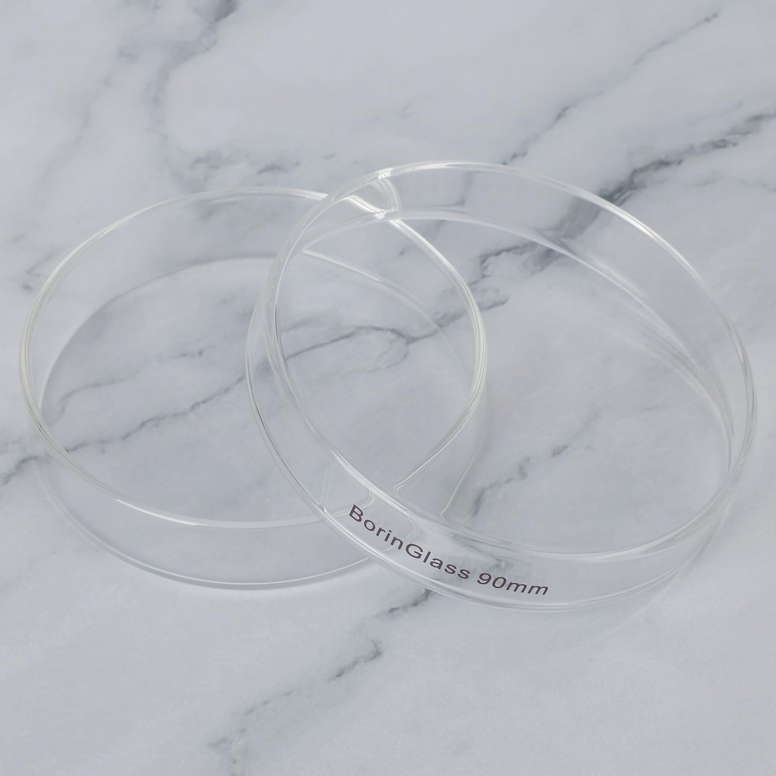 BorinGlass Lot de 5 boîtes de Pétri en verre avec couvercle, verre borosilicate, bols de culture transparents, boîtes de pétri de laboratoire, diamètre extérieur 90 mm