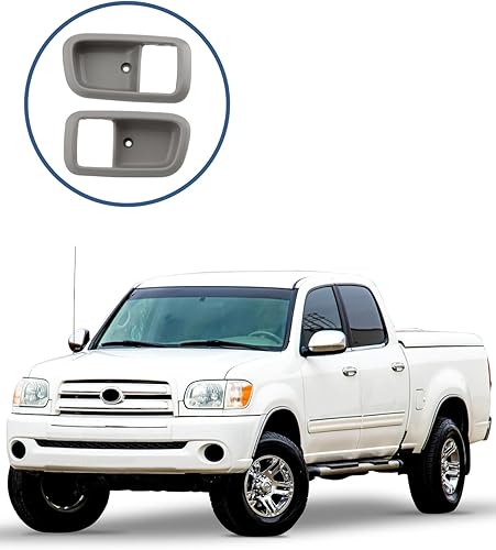 Vista 21 de Gledewen Manija de puerta interior con bisel, compatible con Toyota Tundra 2000-2006, beige, parte delantera interior izquierda del conductor