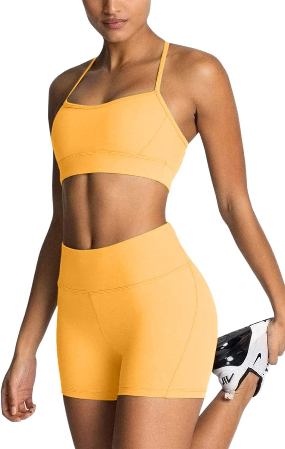 IMEKIS Women's Workout Sets 2 Piece Yoga Outfit High Waisted Biker Shorts Leggings Sports Bra Gym Fitness Clothes Tracksuit - Image 4