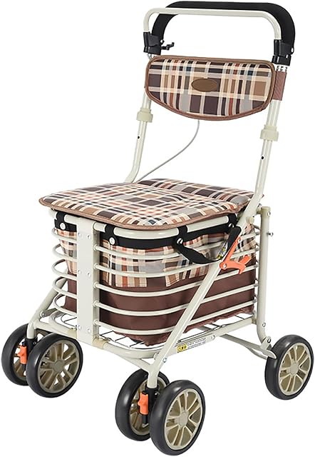 Walker with Seat and Wheels Rollators 4 Wheel with Seat Folding Lightweight Walking Aids Mobility Walkers with Padded Seat,Lockable Brakes and Carry Bag,Adjustable Height Gift for Mom Dad