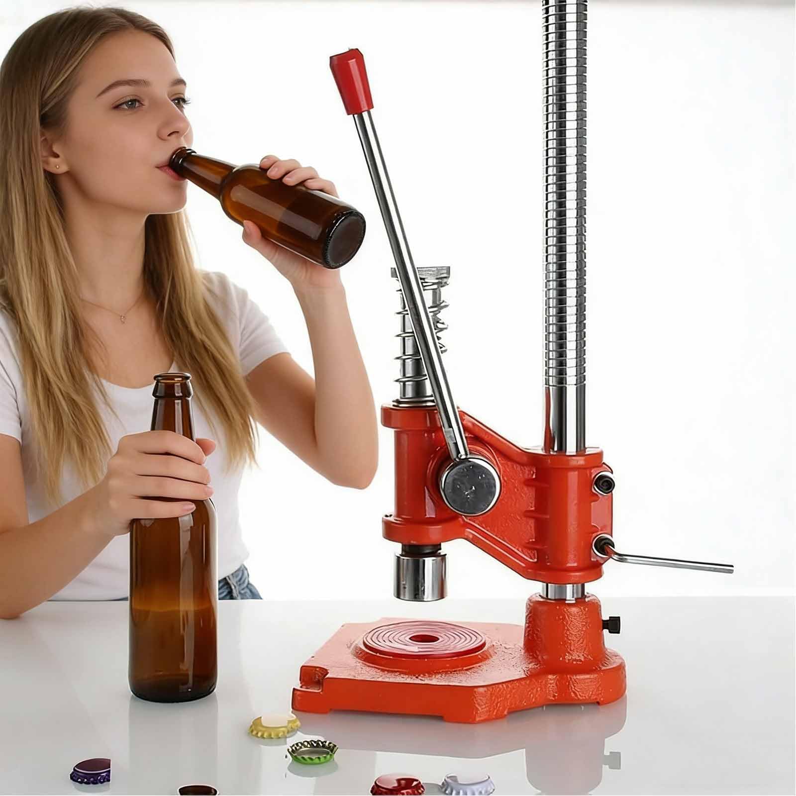 Manuelle Bierverschließmaschine, 26 mm runde Flaschenverschlüsse, höhenverstellbar, mit rutschfester Unterseite, für selbstgebrautes Bier und alkoholfreie Getränke