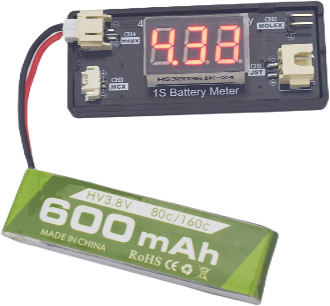 Fytoo 4PCS 1S 3.8V 80C 600mAh Li Battery with JST-PH 2.0 Plug Connector with 1S six-Channel USB Charger for Cinewhoop Tinyhawk Micro FPV Racing Drones RC RC Aircraft Battery
