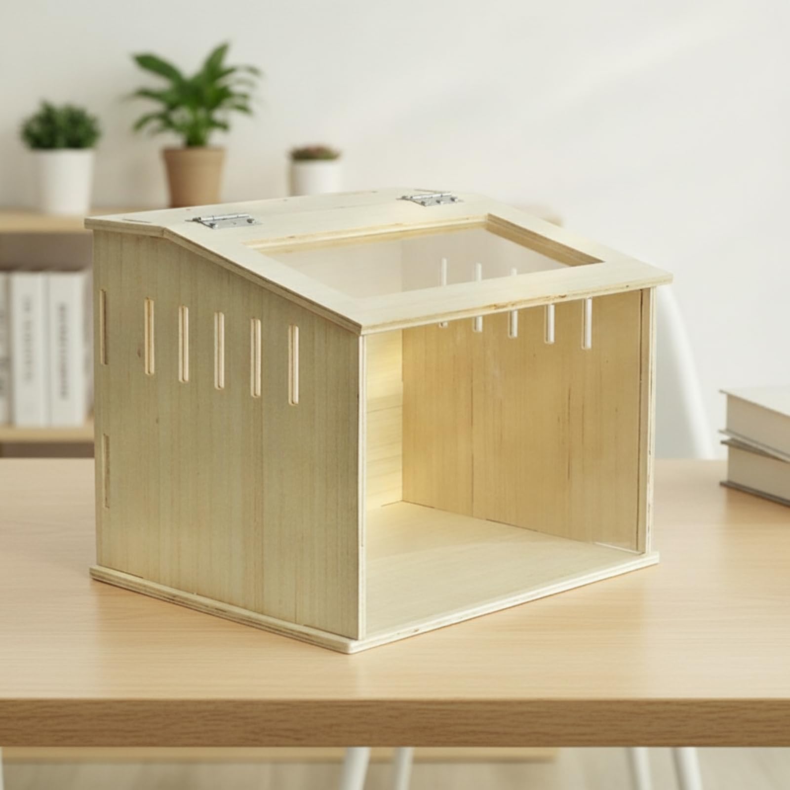 B Baosity Hábitat Mascotas con Panel Inclinado Abierto y Aberturas Ventilación Alargadas en Lados y Frente con Tapa Fácil Acceso Acuado para Roedores en Espacios Interiores, 40x30x30cm