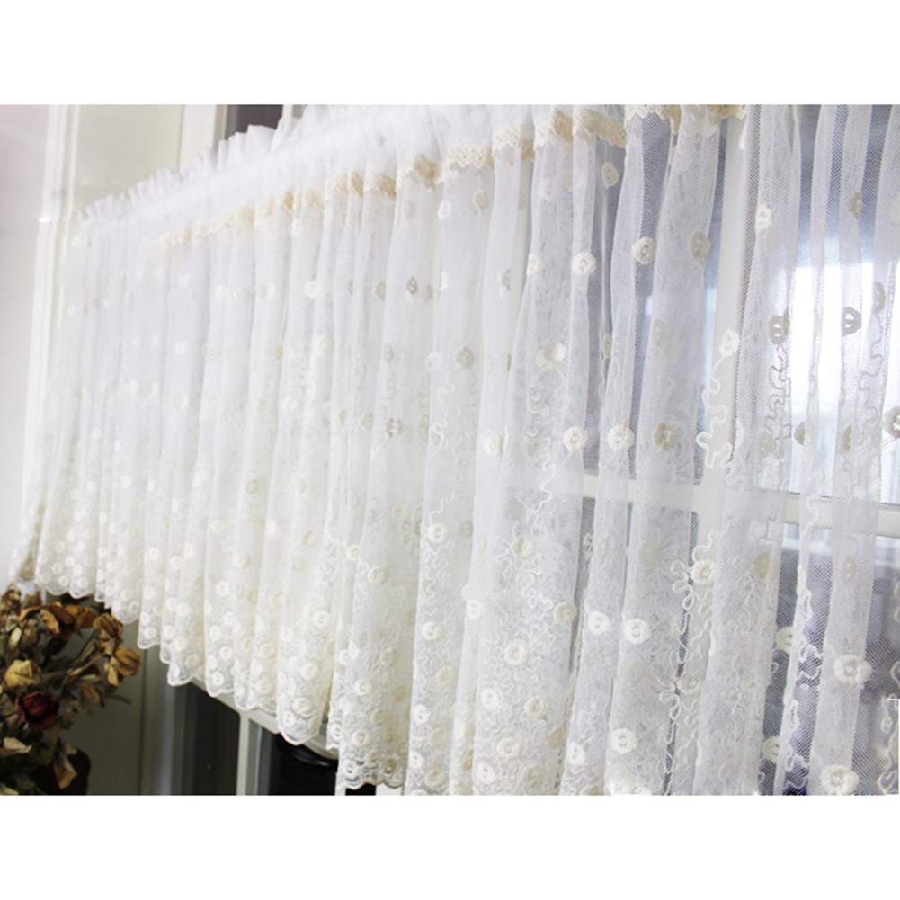 Cortina corta de encaje pastoral para ventanas de cocina y puertas de armario