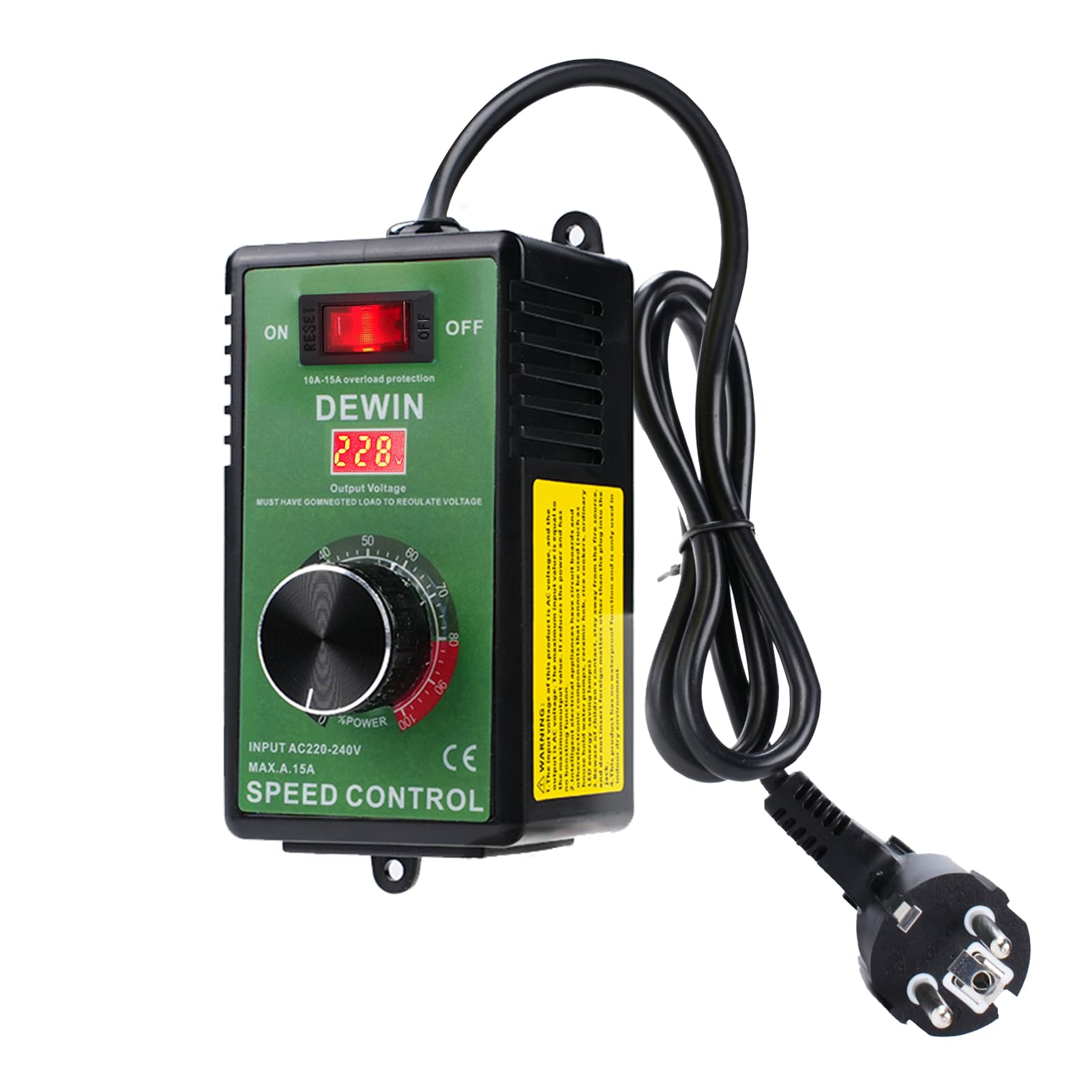 Regolatore Di Velocit&agrave; 220V 15A 4000W - Per Smerigliatrici, Trapani, Seghe, Con Protezione Sovraccarico