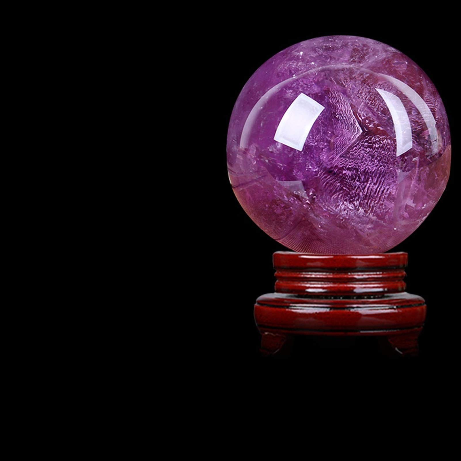 bola de cristal (en la magia occidental) Adornos de bola de cristal natural de la bola de cristal púrpura Feng Shui Ball Divination Ball Decoración de la oficina Oficina Adornos de oficina bola de cri