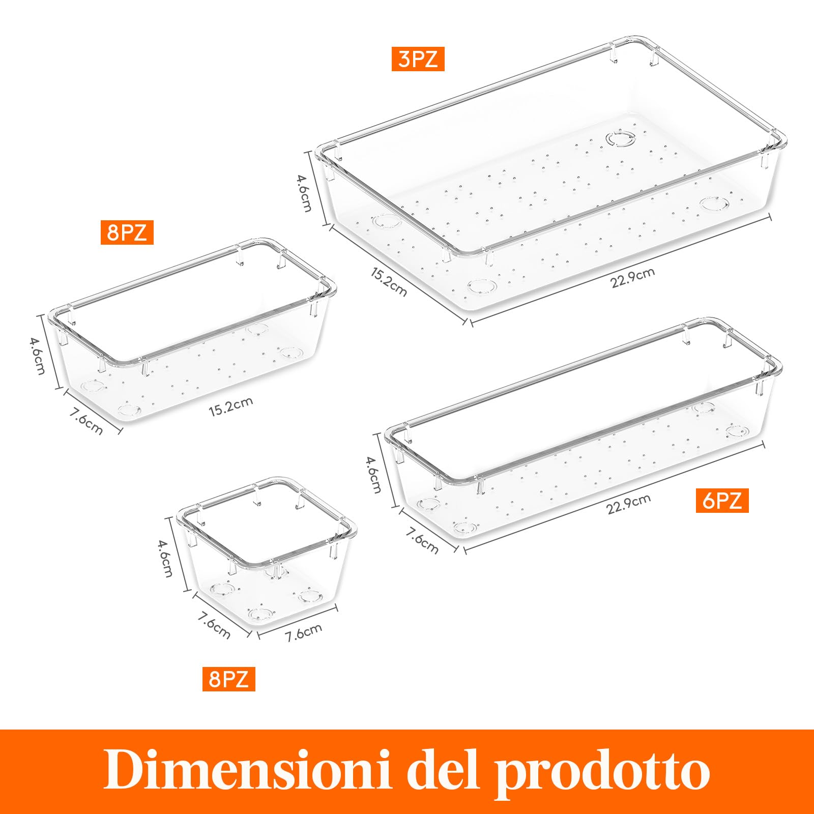 Lifewit Organizer Cassetti 25 Pezzi Divisori Contenitori Impilabili Stoccaggio Scatole Scrivania