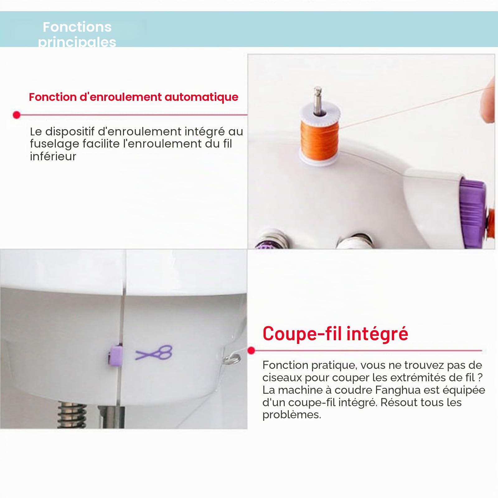 Machine à coudre électronique, mini machine à coudre double fil 2 vitesses avec pédale pour vêtements, rideaux, artisanat avec 99 accessoires de couture et table d'extension