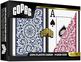 Copag 1546 100% Plastic Poker Playing Cards, Jumbo Index Red & Blue Backs Twin Pack