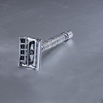 VIKINGS BLADE Double Edge Safety Razor for Men + 5 Swedish Steel Blades + Luxury Case. Long Handle. Smooth, Reusable, Eco-Friendly (The Vulcan)