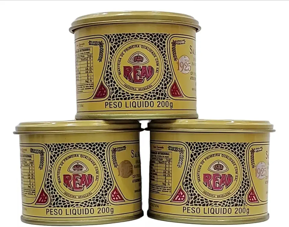 Manteiga Artesanal Mineira em Lata, 200g, Kit com 3 Unidades