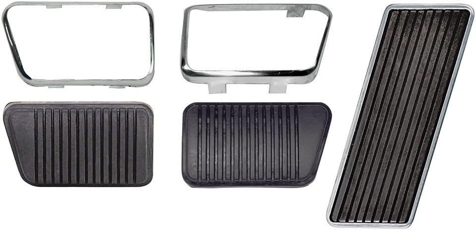 Compatible/Replacement For Brake and Clutch Pedal Pads M/T with Trim 1966-67 Mustang Fairlane Falcon Gas Drum (EB66MUPEDST-MTDRUM)