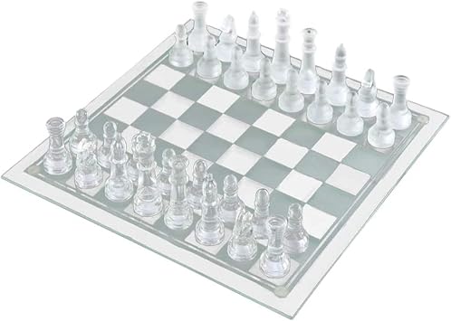 Glass Chess Set, Glass Chess Board Set, Glass Chess Sets for Adults Kids, Modern Chess Set - 8 Inch - Glass Chess Pieces, Crystal Chess Set, Clear Chess Set, Frosted Chess Set, Glass Board Games