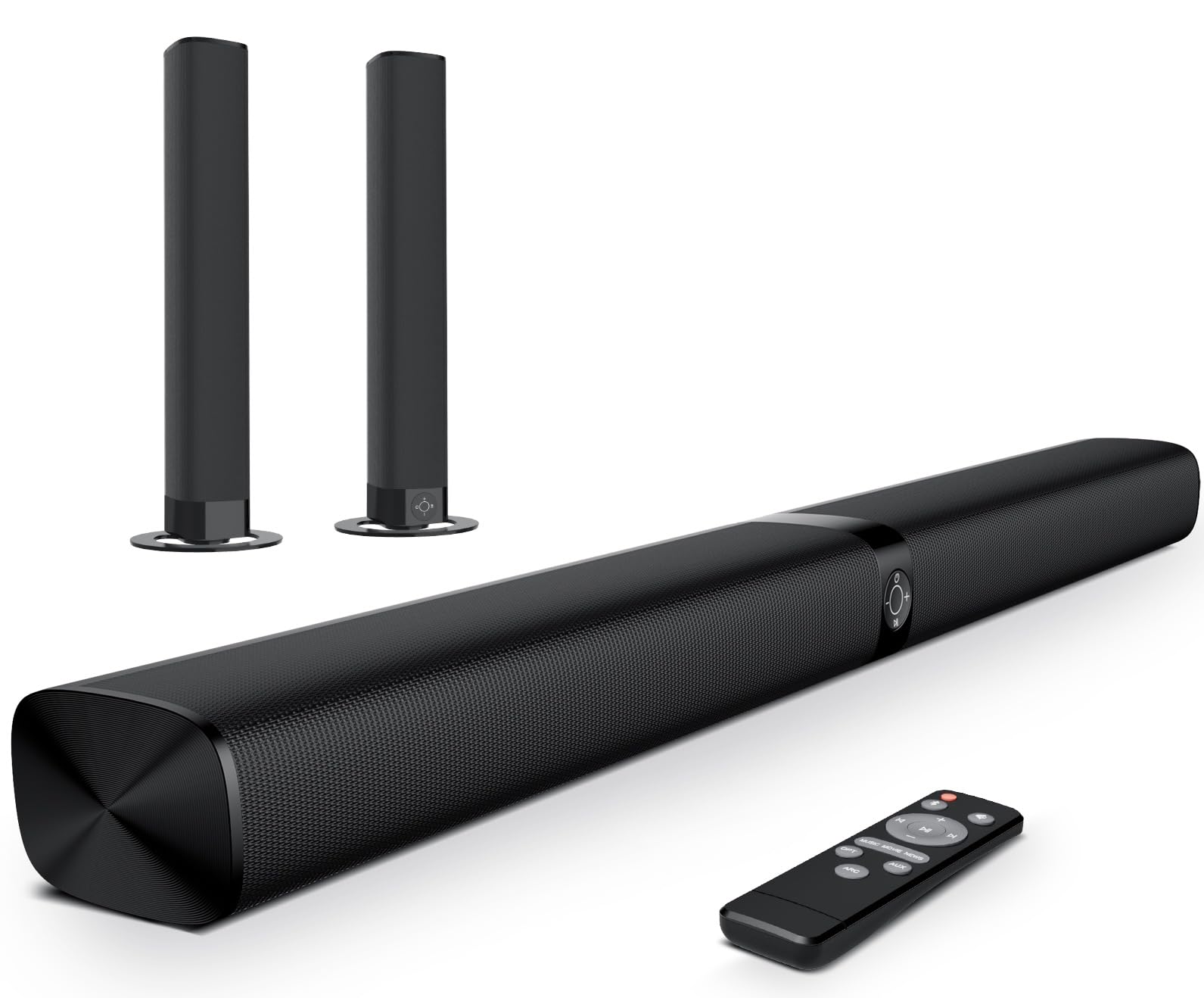 GarageRock Sound Bar per TV, Soundbar TV 2 in 1 divisibile con regolazione automatica del volume, altoparlanti TV stereo con 3 modalità EQ, Bluetooth 5.3, ARC/Opt/AUX, Soundbar per TV/proiettori, 1pcs