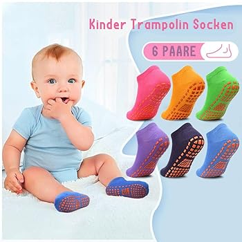 Calzini Antiscivolo Per Bambini - 6 Paia Set Con Suola In Gomma Per Trampolino E Casa - Foto 3