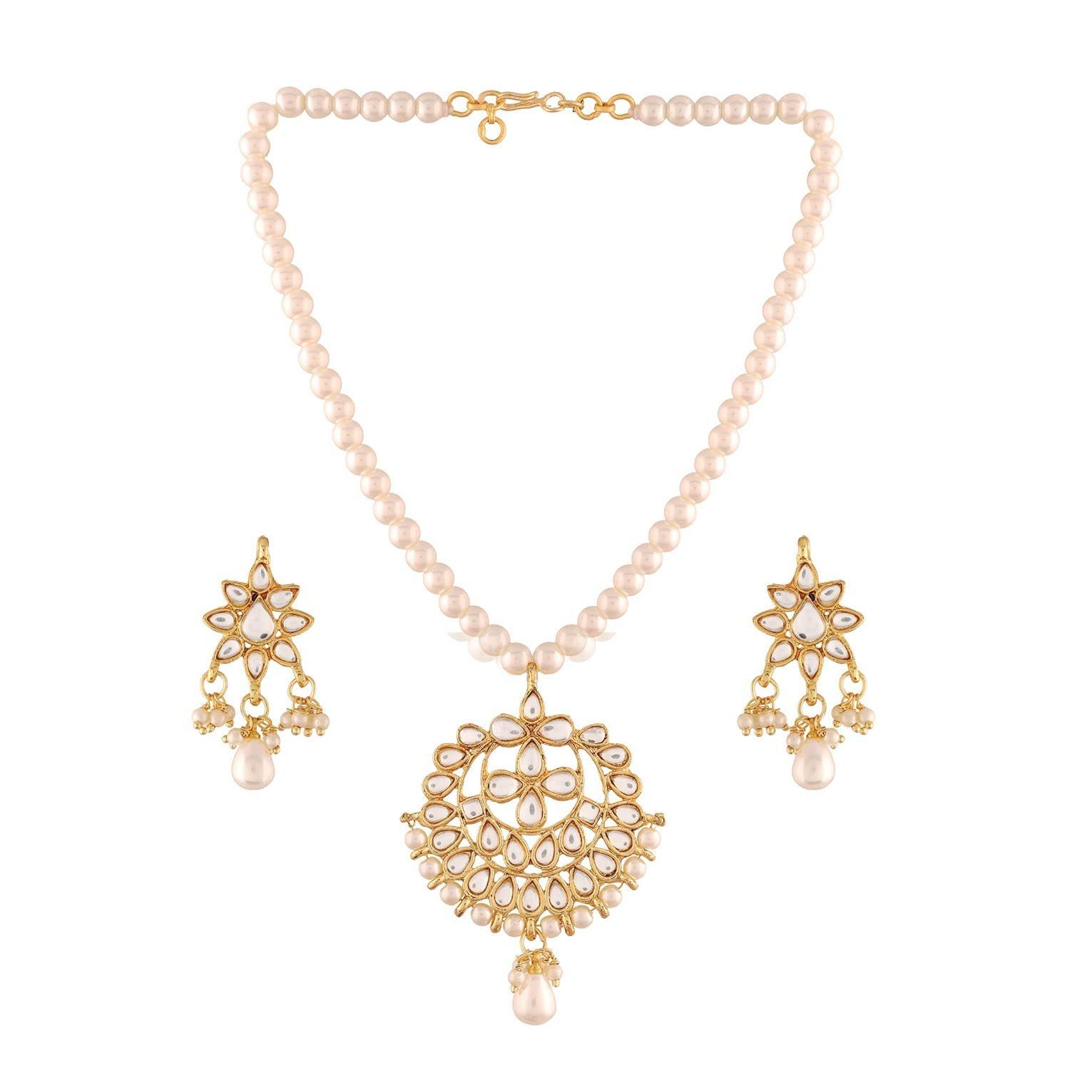 I Jewels 18k Gold Plated Kundan Pearl Studded & Beaded Moti Mala Necklace Jewellery Set for Women (ML304W) (B09J56YM4X) Amazon Price History, Amazon Price Tracker
