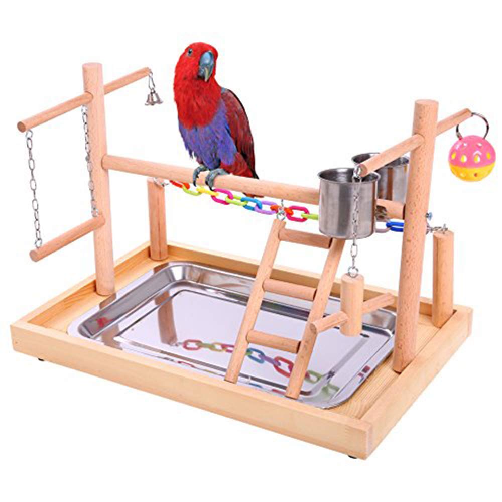 Nido De Perchas De Pájaros Jugar Stand Gym/Parrot Interactive Playground, Pájaro Perca Plataforma Soporte Puente Columpio Escaleras de Madera para Periquito de Loro De Animales Pequeños