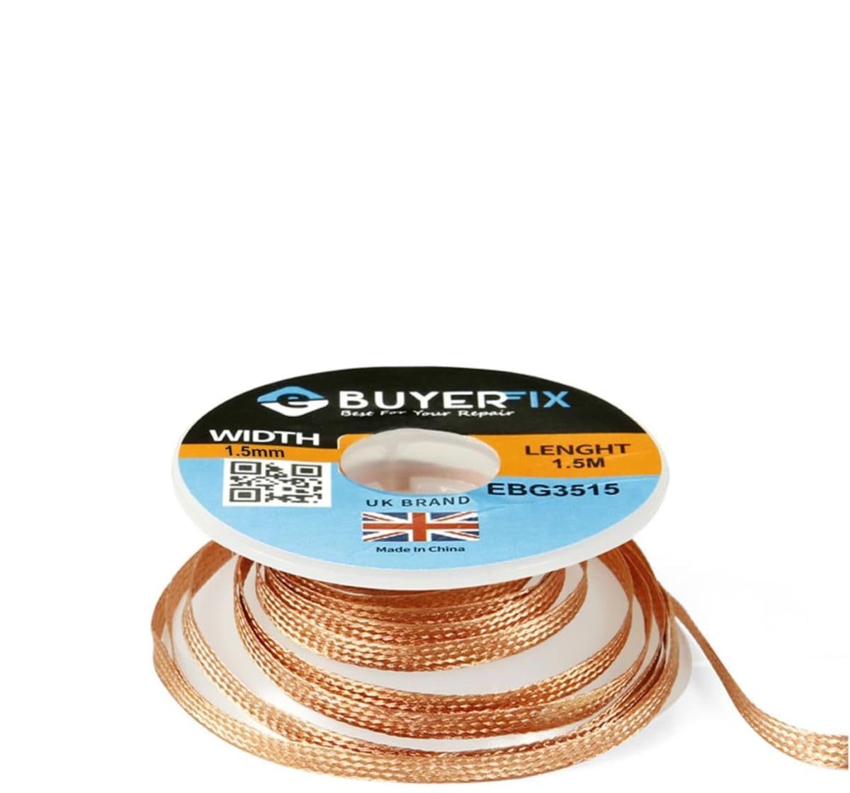 Ebuyerfix Copper Desolder Desoldering Braid Wick Wire Mop Solder Sucker Fluxed Remover (Width 1.5Mm)