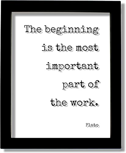 Plato - Floating Quote - The beginning is the most important part of the work - Business Leadership Motivation Inspiration Startup Goals (Black